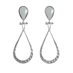 Arete Largo Estilo Gota con Piedras Naturales Plata .925