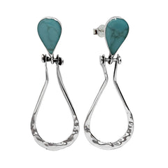 Arete Largo Estilo Gota con Piedras Naturales Plata .925