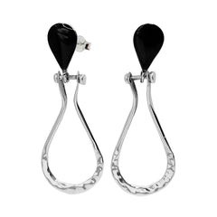 Arete Largo Con Ónix Negro Plata .925
