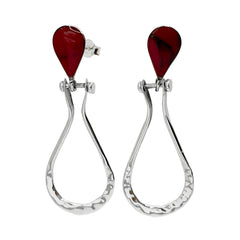 Arete Largo Estilo Gota con Piedras Naturales Plata .925