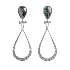 Arete Largo Estilo Gota con Piedras Naturales Plata .925