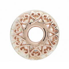 Charm Inspirado Pan 1:1 de Cristal Murano Blanco con Corazones Dorados Plata .925