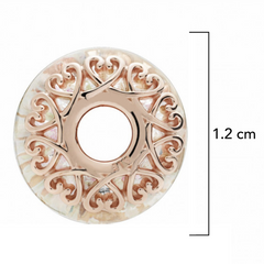 Charm Inspirado Pan 1:1 de Cristal Murano Blanco con Corazones Dorados Plata .925