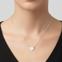 Collar Inspirado Tiff Grabado con Cadena Eslabones Plata .925