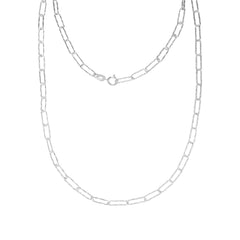 Cadena Paper Clip Eslabon Chico Corto 3.5 mm Diamantada Plata .925