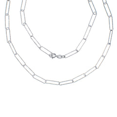 Cadena Paper Clip Eslabon 1.4 cm Grande 4mm Diamantada. Broche Bandola, Plata .925