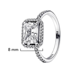 Anillo Pan 1:1 Circonia Rectangular Grande con Micro Circonias, Plata .925