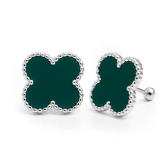 Broquel Flor Economico Esmaltado Inspirado Van C Chico Plata .925