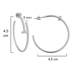Arracada Inspirada Cartier 1:1 Maxi Clavo con Circonias, Plata .925 con Baño de Rodio