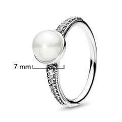 Anillo Pan 1:1 Perla Natural Biselada con Micro Circonias, Plata .925