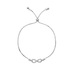 Pulsera Ajustable Infinito con Micro CIrconias Plata .925 con Rodio