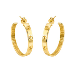 Arracada Inspirada Cartier 1:1 Amor Lisas, Plata .925 con Baño de Oro 18k
