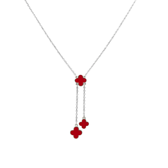 Collar Flor Inspirado Van C Corbatero Plata .925 con Rodio