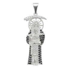 Dije Santa Muerte con Circonias de 7cm Plata .925