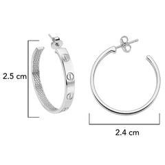Arracada Inspirada Cartier 1:1 Amor Lisas, Plata .925 con Baño de Rodio
