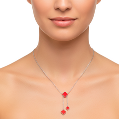 Collar Flor Inspirado Van C Corbatero Plata .925 con Rodio