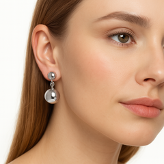 Arete Mediano Luneta Lisa Bombeada Hecho a Mano Plata .925