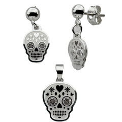 Juego Catrinas Bombeado con Circonia Plata .925