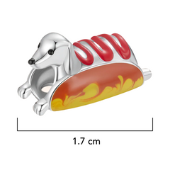 Charm Inspirado Pan 1:1 Perro Salchicha Plata .925