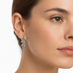 Arete Trepador Hojas Simple con Circonias Plata .925