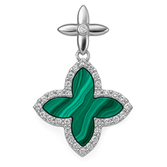 Dije Inspirado LV de 2.5cm con Piedras Naturales y Circonias Plata .925 con Rodio