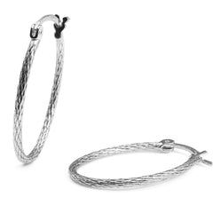 Arracada Tubo Ovalada Diamantada de 2.5cm Plata .925