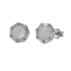 Broquel Madre Perla con Circonias Plata .925 con Rodio