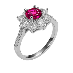 Anillo Flor con Circonias Plata .925 con Baño de Rodio