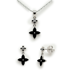 Juego Inspirado LV Piedras Naturales Plata .925 con Rodio