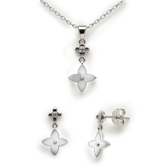 Juego Inspirado LV Piedras Naturales Plata .925 con Rodio