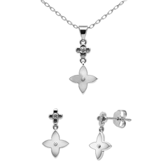 Juego Inspirado LV Piedras Naturales Plata .925 con Rodio