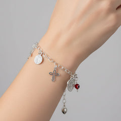 Pulsera Dijes de los 12 Deseos con Cadena Eslabones Plata .925