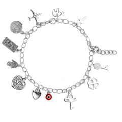 Pulsera Dijes de los 12 Deseos con Cadena Eslabones Plata .925