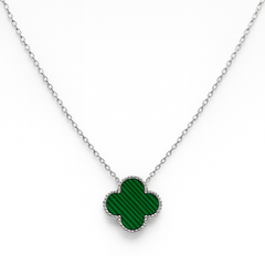 Collar Inspirado Van C Flor Grande con Piedras Naturales Plata .925 con Rodio