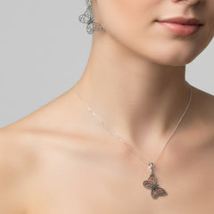 Juego Mariposa Grande Marquesita Plata .925