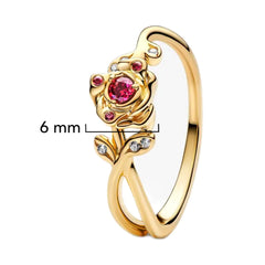 Anillo Pan 1:1 Rosa Bella y Bestia, Plata .925 con Baño de Oro 18k