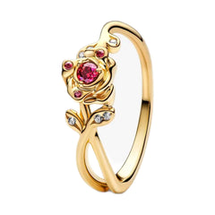Anillo Pan 1:1 Rosa Bella y Bestia, Plata .925 con Baño de Oro 18k