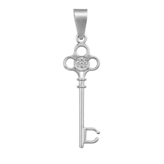 Dije Llave con Circonia de 4cm Plata .925