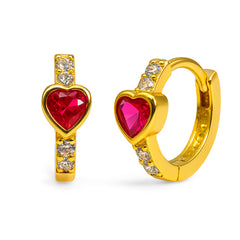 Huggies Circonia Corazon Rosa con Micro Circonias Plata .925 con Baño de Oro