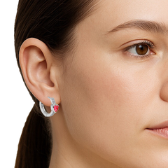 Huggies Circonia Corazon con Micro Circonias Plata .925 con Rodio