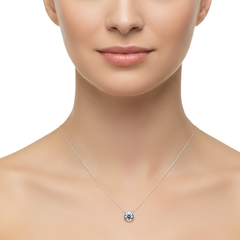 Collar Circonia de 1cm con Cadena Eslabones Plata .925