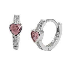 Huggies Circonia Corazon con Micro Circonias Plata .925 con Rodio