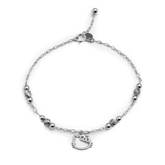 Pulsera Inspirada Kitty con Bolitas Plata .925