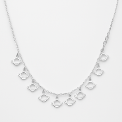 Collar Saturno Lisos Colgantes con Cadena Eslabones Plata .925