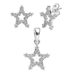 Juego Silueta de Estrella con Micro Circonias Plata .925