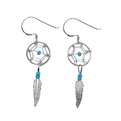 Arete Mediano Atrapasueños Con Shakira Azul Plata .925