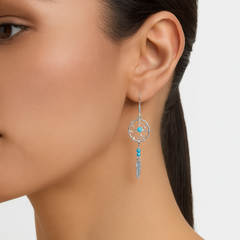 Arete Mediano Atrapa Sueños con Shakira Azul Plata .925