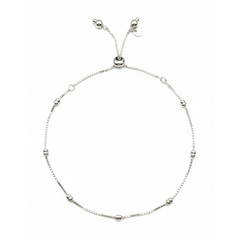Pulsera Bolitas con Cadena Cubito Ajustable Plata .925