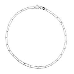 Tobillera Paper Clip Diamantada Plata .925