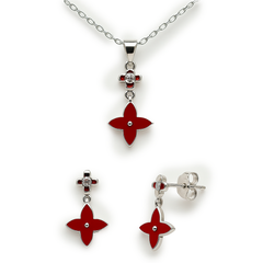 Juego Inspirado LV Piedras Naturales Plata .925 con Rodio